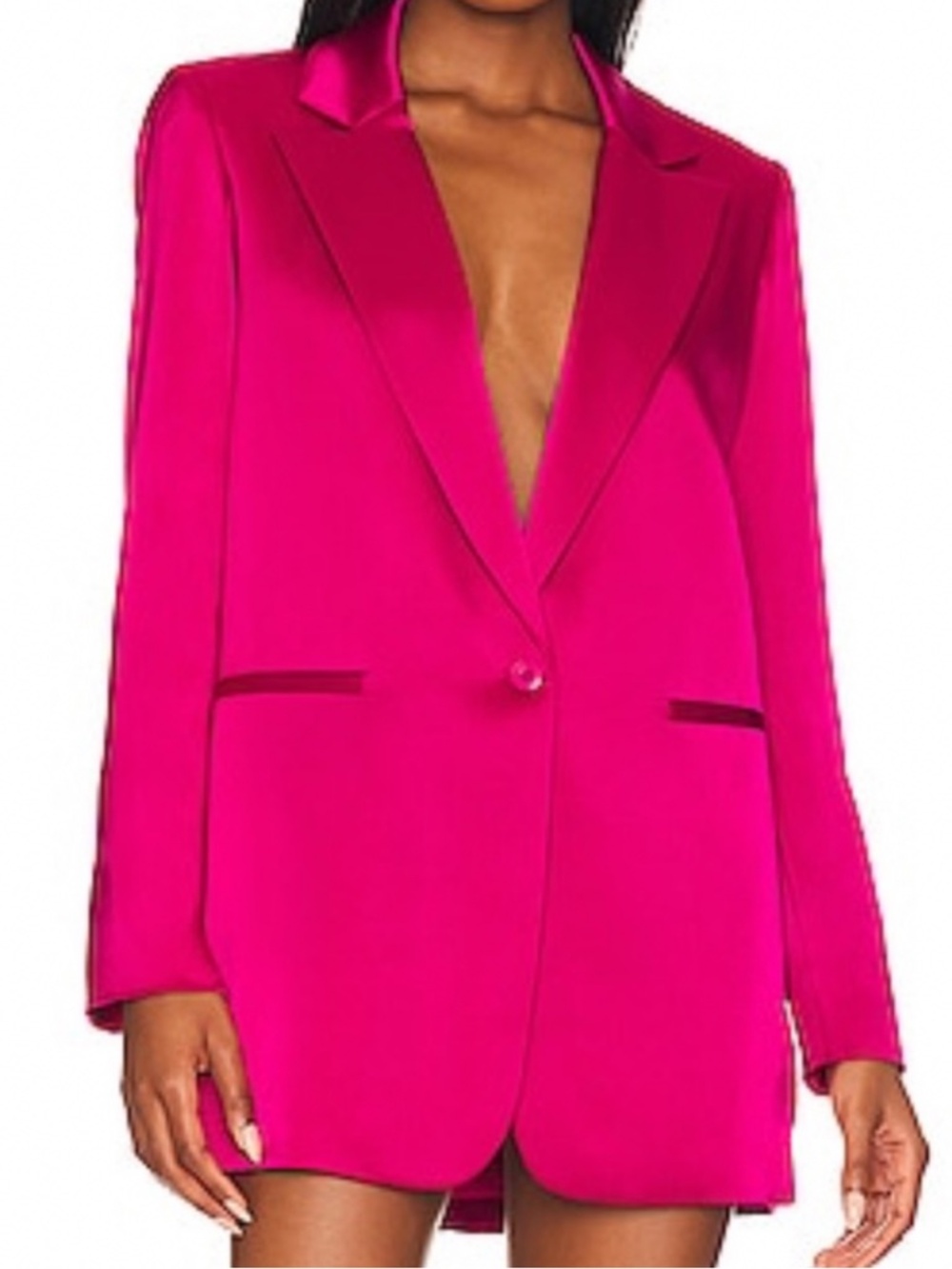 Alice + Olivia Denny satin long line blazer